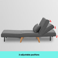 Thumbnail for Sarantino Adjustable Chair Single Sofa Bed Faux Linen - Dark Grey