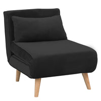 Thumbnail for Sarantino Adjustable Chair Single Sofa Bed Faux Velvet - Black