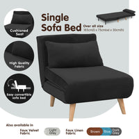 Thumbnail for Sarantino Adjustable Chair Single Sofa Bed Faux Velvet - Black