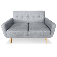 Thumbnail for Sarantino 6-Seater Linen Sofa Set Couch Futon - Light Grey