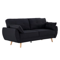 Thumbnail for Sarantino 3 Seater Modular Linen Fabric Sofa Bed Couch Futon Suite - Black