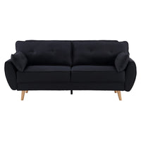 Thumbnail for Sarantino 3 Seater Modular Linen Fabric Sofa Bed Couch Futon Suite - Black