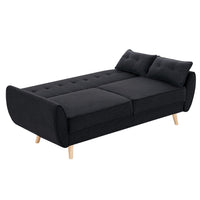 Thumbnail for Sarantino 3 Seater Modular Linen Fabric Sofa Bed Couch Futon Suite - Black