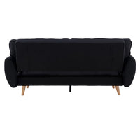 Thumbnail for Sarantino 3 Seater Modular Linen Fabric Sofa Bed Couch Futon Suite - Black