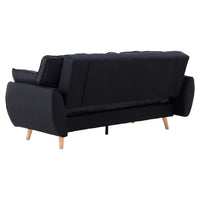 Thumbnail for Sarantino 3 Seater Modular Linen Fabric Sofa Bed Couch Futon Suite - Black