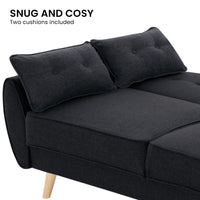 Thumbnail for Sarantino 3 Seater Modular Linen Fabric Sofa Bed Couch Futon Suite - Black