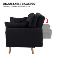 Thumbnail for Sarantino 3 Seater Modular Linen Fabric Sofa Bed Couch Futon Suite - Black