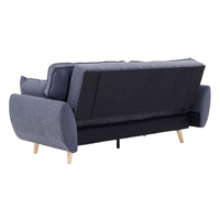 Thumbnail for Sarantino 3 Seater Modular Linen Fabric Sofa Bed Couch Futon Suite - Dark Grey