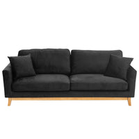 Thumbnail for Sarantino 3 Seater Faux Velvet Wooden Sofa Bed Couch Furniture - Black