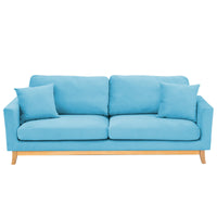 Thumbnail for Sarantino 3 Seater Faux Velvet Wooden Sofa Bed Couch Furniture - Blue