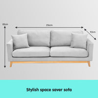 Thumbnail for Sarantino 3 Seater Faux Velvet Sofa Bed Couch Furniture Light Grey