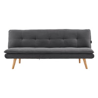 Thumbnail for Sarantino 3 Seater Linen Sofa Bed Couch Lounge Futon - Dark Grey