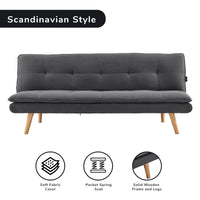 Thumbnail for Sarantino 3 Seater Linen Sofa Bed Couch Lounge Futon - Dark Grey