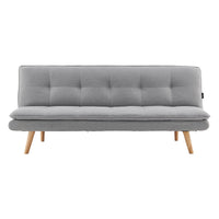 Thumbnail for Sarantino 3 Seater Linen Couch Sofa Bed Lounge Futon - Light Grey