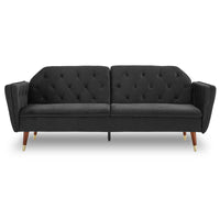 Thumbnail for Sarantino Faux Velvet Tufted Sofa Bed Couch Futon - Black