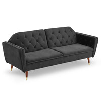 Thumbnail for Sarantino Faux Velvet Tufted Sofa Bed Couch Futon - Black