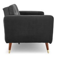 Thumbnail for Sarantino Faux Velvet Tufted Sofa Bed Couch Futon - Black