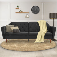 Thumbnail for Sarantino Faux Velvet Tufted Sofa Bed Couch Futon - Black