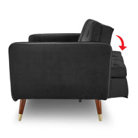 Thumbnail for Sarantino Faux Velvet Tufted Sofa Bed Couch Futon - Black