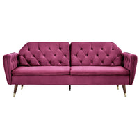 Thumbnail for Sarantino Faux Velvet Tufted Sofa Bed Couch Futon - Burgundy