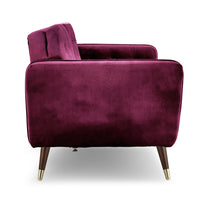 Thumbnail for Sarantino Faux Velvet Tufted Sofa Bed Couch Futon - Burgundy