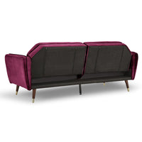 Thumbnail for Sarantino Faux Velvet Tufted Sofa Bed Couch Futon - Burgundy