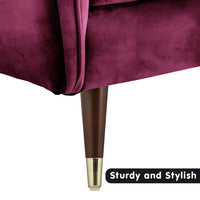 Thumbnail for Sarantino Faux Velvet Tufted Sofa Bed Couch Futon - Burgundy