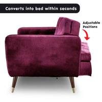 Thumbnail for Sarantino Faux Velvet Tufted Sofa Bed Couch Futon - Burgundy