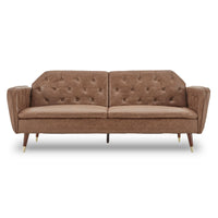 Thumbnail for Sarantino Faux Velvet Tufted Sofa Bed Couch Futon - Brown