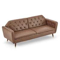 Thumbnail for Sarantino Faux Velvet Tufted Sofa Bed Couch Futon - Brown