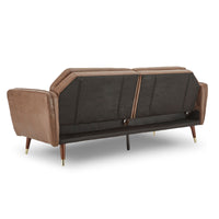 Thumbnail for Sarantino Faux Velvet Tufted Sofa Bed Couch Futon - Brown