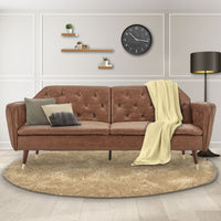 Thumbnail for Sarantino Faux Velvet Tufted Sofa Bed Couch Futon - Brown