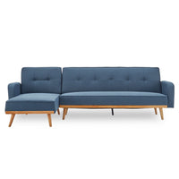 Thumbnail for Sarantino 3-Seater Corner Sofa Bed with Chaise Lounge - Blue