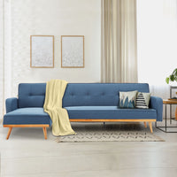 Thumbnail for Sarantino 3-Seater Corner Sofa Bed with Chaise Lounge - Blue