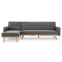 Thumbnail for Sarantino 3-Seater Corner Sofa Bed with Chaise Lounge - Dark Grey