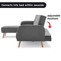 Thumbnail for Sarantino 3-Seater Corner Sofa Bed with Chaise Lounge - Dark Grey