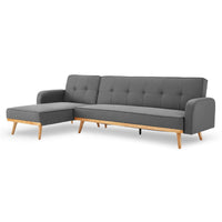 Thumbnail for Sarantino 3-Seater Corner Sofa Bed with Chaise Lounge - Dark Grey