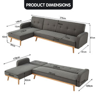 Thumbnail for Sarantino 3-Seater Corner Sofa Bed with Chaise Lounge - Dark Grey