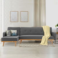 Thumbnail for Sarantino 3-Seater Corner Sofa Bed with Chaise Lounge - Dark Grey