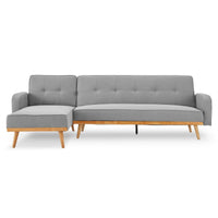 Thumbnail for Sarantino 3-Seater Corner Sofa Bed with Chaise Lounge - Light Grey