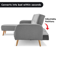 Thumbnail for Sarantino 3-Seater Corner Sofa Bed with Chaise Lounge - Light Grey