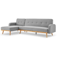 Thumbnail for Sarantino 3-Seater Corner Sofa Bed with Chaise Lounge - Light Grey