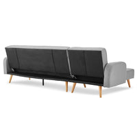 Thumbnail for Sarantino 3-Seater Corner Sofa Bed with Chaise Lounge - Light Grey