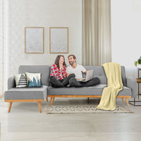 Thumbnail for Sarantino 3-Seater Corner Sofa Bed with Chaise Lounge - Light Grey