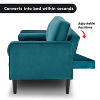 Thumbnail for Sarantino Faux Velvet Sofa Bed Couch Furniture Lounge Suite Seat Blue