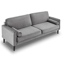 Thumbnail for Sarantino Faux Velvet Sofa Bed Couch Furniture Lounge Suite Seat Grey