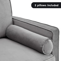 Thumbnail for Sarantino Faux Velvet Sofa Bed Couch Furniture Lounge Suite Seat Grey