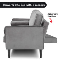 Thumbnail for Sarantino Faux Velvet Sofa Bed Couch Furniture Lounge Suite Seat Grey