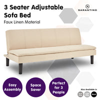 Thumbnail for Sarantino 3 Seater Modular Faux Linen Fabric Sofa Bed Couch - Beige