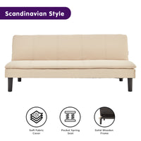 Thumbnail for Sarantino 3 Seater Modular Faux Linen Fabric Sofa Bed Couch - Beige